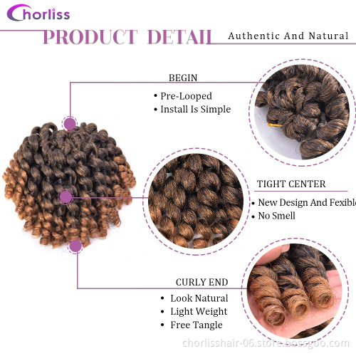 Wholesale Afro Ombre Spring Twist Short Jamaican Bounce Jumpy Wand Curls Crochet African Synthetic Braiding Hair Extensions